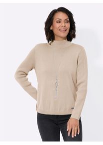 Casual Looks Damen Stehkragenpullover "Pullover", beige, Gr. 40, unifarben, 100% Baumwolle, Pullover