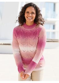 Casual Looks Damen Stehkragenpullover "Pullover", rosa, Gr. 36, gemustert, mehrfarbig, gestreift, 78% Polyacryl, 22% Polyester, Pullover