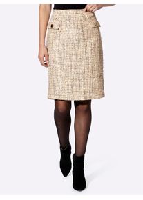 Heine Damen Webrockchampagner, sand, gemustert, Gr. 44, gemustert, mehrfarbig, 90% Polyester, 10% Polyacryl, Röcke