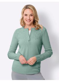 Classic Basics Damen Ajourpullover "Langarm-Pullover", grün, Gr. 42, unifarben, 100% Polyacryl, Pullover