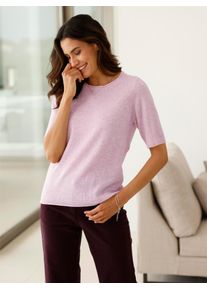 Inspirationen Damen Kurzarmpullover "Feinstrick-Pullover", rosa, Gr. 36, meliert, gemustert, 70% Wolle, 30% Kaschmir, Pullover
