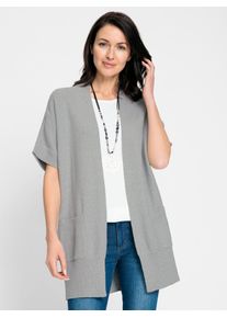 Inspirationen Damen Longstrickjacke, grau, Gr. 40, meliert, 100% Baumwolle, Strickjacken