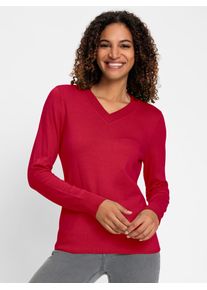 Casual Looks Damen V-Ausschnitt-Pullover "Pullover", rot, Gr. 40, unifarben, 100% Baumwolle, Pullover