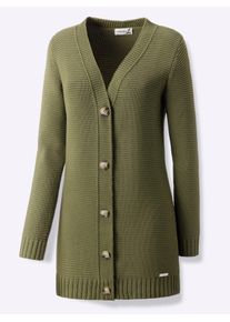 Casual Looks Damen Strickjacke, grün, Gr. 38, unifarben, 50% Baumwolle, 50% Polyacryl, Strickjacken