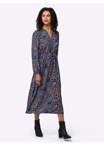 Heine Damen Druckkleid "Druck-Kleid"cognac, aqua, bedruckt, Gr. 42, gemustert, mehrfarbig, bedruckt, Paisley, 100% Polyester, Kleider