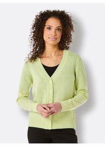 Damen Cardigan, grün, Gr. 36, CREATION L PREMIUM, unifarben, meliert, 80% Schurwolle, 20% Kaschmir, Strickjacken