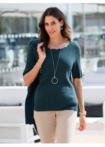 Inspirationen Damen Kurzarmpullover "Kurzarm-Pullover", blau, Gr. 36, unifarben, 45% Viskose, 37% Wolle, 15% Polyamid, 3% Kaschmir, Pullover