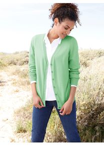 Casual Looks Damen Strickjacke, grün, Gr. 38, unifarben, 100% Baumwolle, Strickjacken