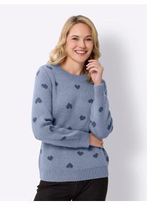 Classic Basics Damen Strickpullover "Langarm-Pullover"taubenblau, rauchblau, gemustert, Gr. 54, gemustert, mehrfarbig, 100% Polyacryl, Pullover