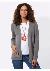Casual Looks Damen Strickjacke, grau, Gr. 40, unifarben, 50% Baumwolle, 50% Polyacryl, Strickjacken