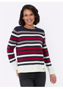 Casual Looks Damen Strickpullover "Pullover", bunt, Gr. 38, gemustert, mehrfarbig, gestreift, 100% Baumwolle, Pullover