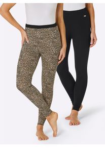 feel good Damen Leggings, Gr. 36schwarz, sand, schwarz, bedruckt, 95% Baumwolle, 5% Elasthan, unifarben, gemustert, animal-print, Hosen