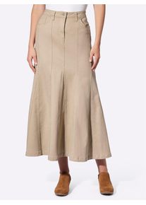 Heine Damen Godetrock, beige, Gr. 44, unifarben, 98% Baumwolle, 2% Elasthan, Röcke