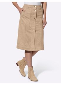 Inspirationen Damen Lederimitatrock, beige, Gr. 38, unifarben, 90% Polyester, 10% Elasthan, Röcke