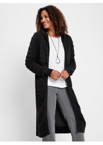 Casual Looks Damen Longstrickjacke, schwarz, Gr. 38, unifarben, 50% Baumwolle, 50% Polyacryl, Strickjacken