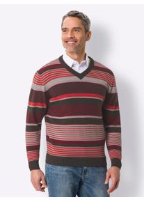 CLASSIC Herren V-Ausschnitt-Pullover "Pullover"dunkelrot, graphit, gemustert, Gr. 54, gemustert, gestreift, mehrfarbig, 100% Polyacryl, Pullover
