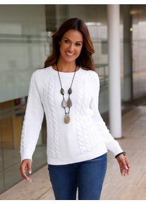 Inspirationen Damen Strickpullover "Strickpullover", beige, Gr. 38, unifarben, 100% Baumwolle, Pullover