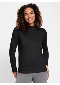 Casual Looks Damen Stehkragenpullover "Pullover", schwarz, Gr. 36, unifarben, 100% Baumwolle, Pullover