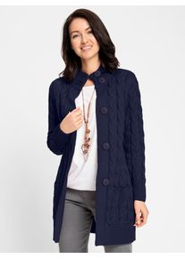 Inspirationen Damen Longstrickjacke, blau, Gr. 38, unifarben, 50% Baumwolle, 50% Polyacryl, Strickjacken