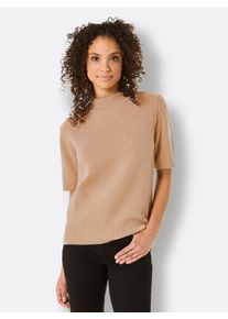 Damen Kurzarmpullover "Merino-Kaschmir-Pullover", gelb, Gr. 40, CREATION L PREMIUM, unifarben, 80% Schurwolle, 20% Kaschmir, Pullover