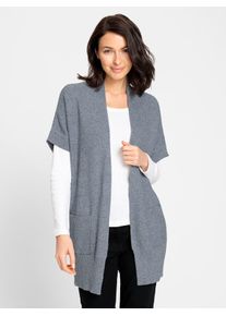 Inspirationen Damen Longstrickjacke, blau, Gr. 36, meliert, 100% Baumwolle, Strickjacken