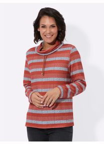 Casual Looks Damen Rollkragenshirt "Shirt"rostrot, hellgrau, geringelt, Gr. 50, gemustert, gestreift, mehrfarbig, 95% Polyester, 5% Elasthan, Shirts