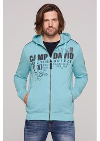 CAMP DAVID Herren Kapuzensweatjacke, blau, casual, Gr. L, bedruckt, bestickt, Material: 80% Baumwolle, 20% Polyester, Sweatjacken, mit Baumwolle