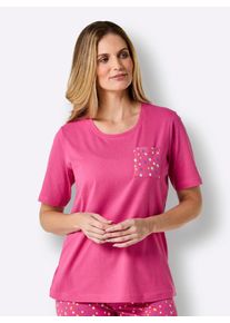 wäschepur WÄSCHEPUR Damen Kurzarmshirt "Schlafanzug-Shirt", Gr. 36, pink, 100% Baumwolle, gemustert, gepunktet, Shirts