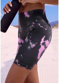 active by Lascana LASCANA ACTIVE Damen Funktionsshorts, schwarz, sportlich, Gr. XS, geblümt, Obermaterial: 85% Polyester, 15% Elasthan, Hosen, mit gemustertem Druck