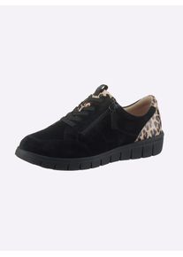 Caprice Damen Sneaker, Gr. 42, schwarz, Veloursleder, Lackleder, modisch, Schuhe