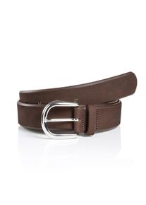 MONTI Damen Ledergürtel "PAVIA", braun, casual, Gr. 90, unifarben, Rindsleder, Gürtel, aus Nubukleder mit glänzender Dornschließe – 3,5 cm breit