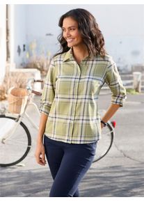 Casual Looks Damen Flanellbluse, beige, Gr. 36, gemustert, kariert, mehrfarbig, 100% Baumwolle, Blusen