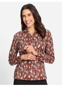 Inspirationen Damen Poloshirt "Poloshirt", rot, Gr. 36, gemustert, mehrfarbig, 50% Baumwolle, 50% Modal, Shirts