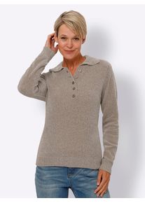 Classic Basics Damen Polokragenpullover "Polopullover", beige, Gr. 56, unifarben, 100% Polyester, Pullover