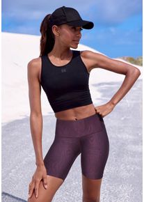 active by Lascana LASCANA ACTIVE Damen Funktionsshorts, lila, sportlich, Gr. XS, animal-print, Obermaterial: 85% Polyester, 15% Elasthan, Hosen, mit gemustertem Druck