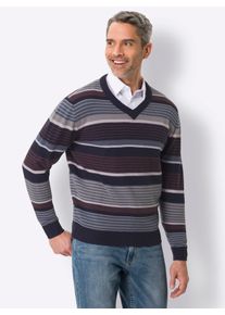 CLASSIC Herren V-Ausschnitt-Pullover "Pullover"aubergine, marine, gemustert, Gr. 62, gemustert, gestreift, mehrfarbig, 100% Polyacryl, Pullover
