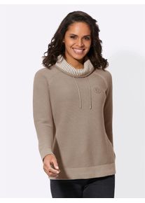Casual Looks Damen Strickpullover "Langarm-Pullover", beige, Gr. 36, unifarben, 100% Baumwolle, Pullover