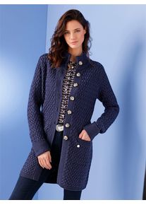 Damen Longstrickjacke, blau, Gr. 38, CREATION L PREMIUM, unifarben, 70% Lyocell, 30% Schurwolle, Strickjacken