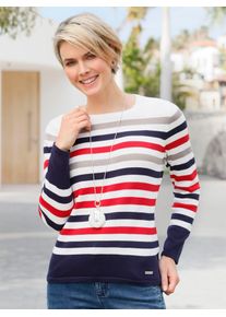 Casual Looks Damen Strickpullover "Pullover", rot, Gr. 36, gemustert, mehrfarbig, gestreift, 100% Baumwolle, Pullover
