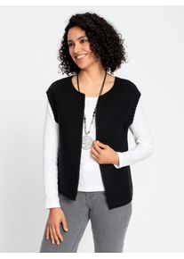 Inspirationen Damen Strickweste, schwarz, Gr. 40, unifarben, 70% Polyacryl, 30% Schurwolle, Westen