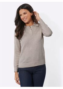 Classic Basics Damen Polokragenpullover "Polopullover", grau, Gr. 44, unifarben, 100% Polyacryl, Pullover