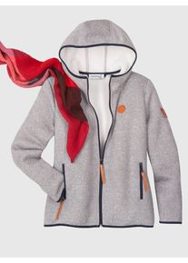 Casual Looks Damen Strickfleecejacke, grau, Gr. 40, meliert, unifarben, 100% Polyester, Jacken