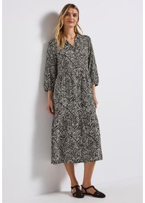 Street One Damen Volantkleidpine grove grün, casual, Gr. 40, gemustert, Web, Obermaterial: 100% Viskose, Kleider, gemustert, mit 3/4_Arm