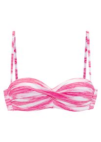 Venice Beach Damen Bügel-Bandeau-Bikini-Top "Meliya", pink, Gr. 36, bedruckt, Recycling-Polyamid, Bikini-Oberteile, mit modernem Allover-Print