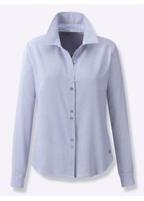 Damen Hemdbluse, blau, Gr. 40, CREATION L PREMIUM, meliert, unifarben, 50% Baumwolle, 50% Modal, Blusen