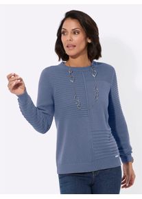 Casual Looks Damen Strickpullover "Pullover", blau, Gr. 40, unifarben, 50% Baumwolle, 50% Polyacryl, Pullover