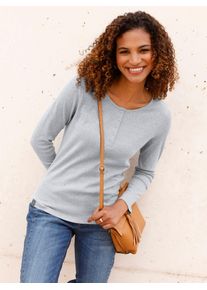Casual Looks Damen T-Shirt "Rundhals-Shirt", grau, Gr. 38, meliert, 84% Baumwolle, 11% Polyester, 5% Elasthan, Shirts
