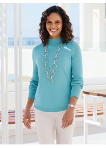 Casual Looks Damen Stehkragenpullover "Pullover", blau, Gr. 40, unifarben, 100% Baumwolle, Pullover