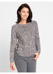 Inspirationen Damen Rundhalspullover "Rundhals-Pullover", lila, Gr. 36, meliert, gemustert, 50% Polyester, 50% Polyacryl, Pullover