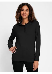 Casual Looks Damen Polokragenpullover "Pullover", schwarz, Gr. 38, unifarben, 100% Baumwolle, Pullover